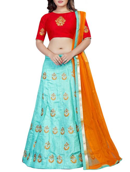 Embroidered a-line lehenga - 16000943 - Standard Image - 1