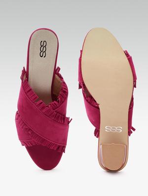 maroon slip on sandals - 16002146 - Standard Image - 4