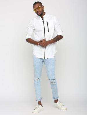 white solid casual shirt - 16003683 - Standard Image - 4