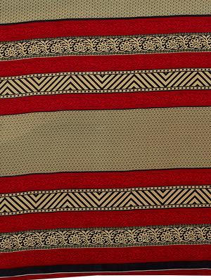 contrast border beige printed saree with blouse - 16005270 - Standard Image - 4