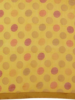 polka dots yellow printed saree with blouse - 16005272 - Standard Image - 4