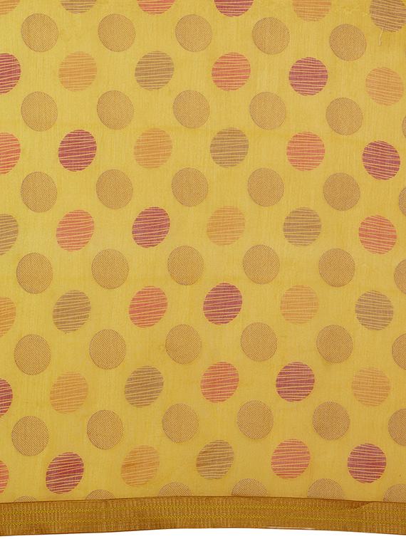 polka dots yellow printed saree with blouse - 16005272 - Zoom Image - 4