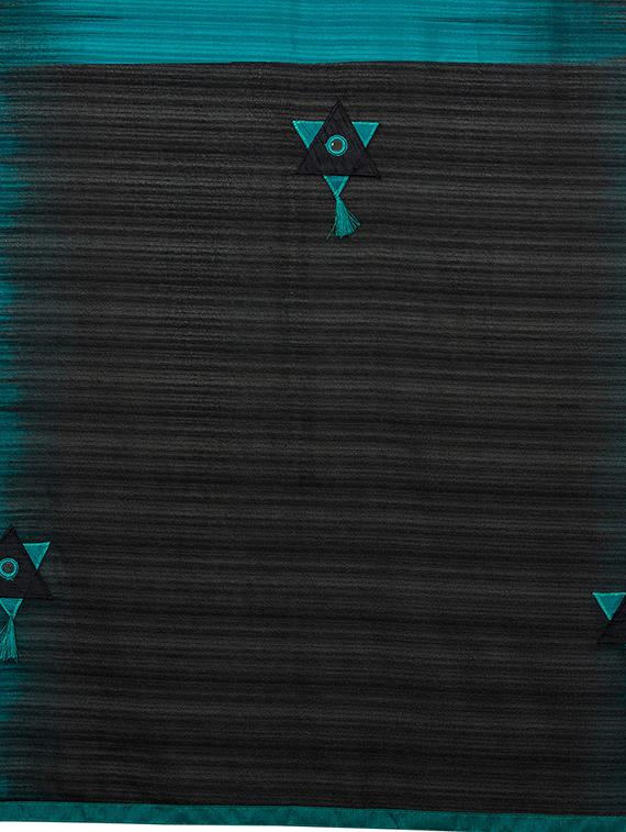 patchwork turquoise woven saree with blouse - 16005281 - Zoom Image - 4