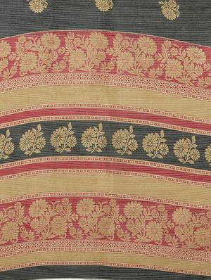floral black printed saree with blouse - 16005289 - Standard Image - 4