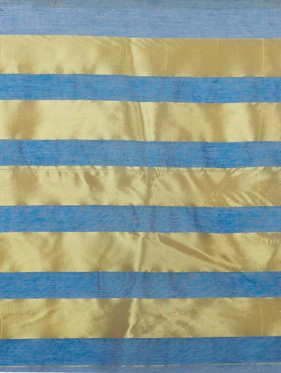 zari border blue woven saree with blouse - 16005295 - Zoom Image - 4