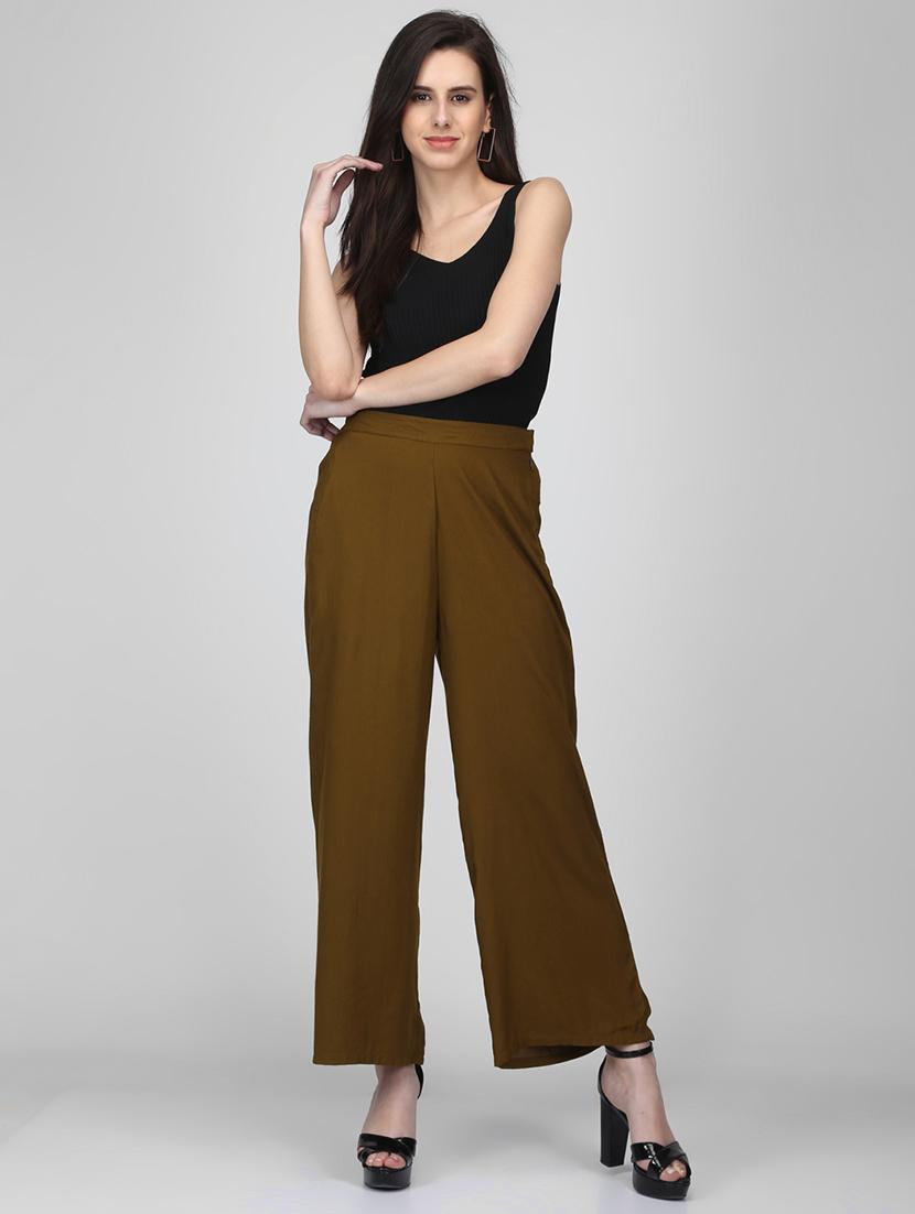 green viscose straight tapered pant - 16007052 - Zoom Image - 4