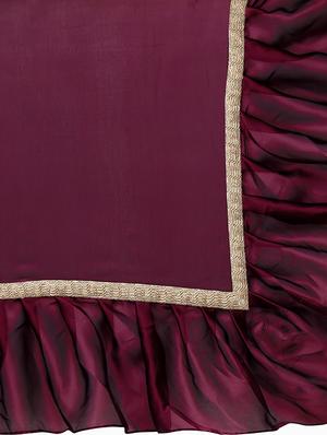 ruffle lace border fusion saree with blouse - 16007103 - Standard Image - 4
