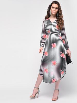 floral striped empire line dress - 16009001 - Standard Image - 4