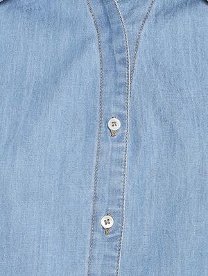 curved hem sleeveless denim shirt - 16009106 - Standard Image - 4