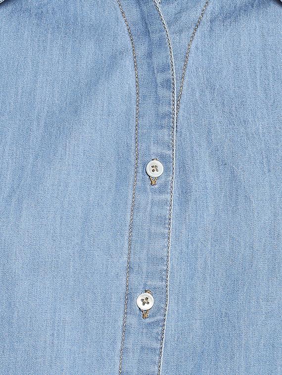 curved hem sleeveless denim shirt - 16009106 - Zoom Image - 4
