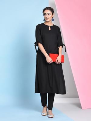 Solid key hole kurta pant set - 16012145 - Standard Image - 4