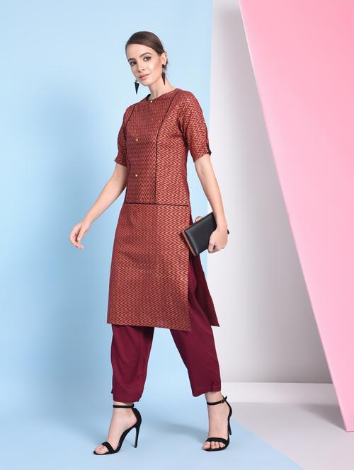Chevron straight kurta - 16012160 - Standard Image - 1