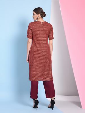 Chevron straight kurta - 16012160 - Standard Image - 4