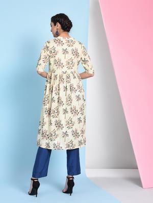 floral flared kurta - 16012408 - Standard Image - 4