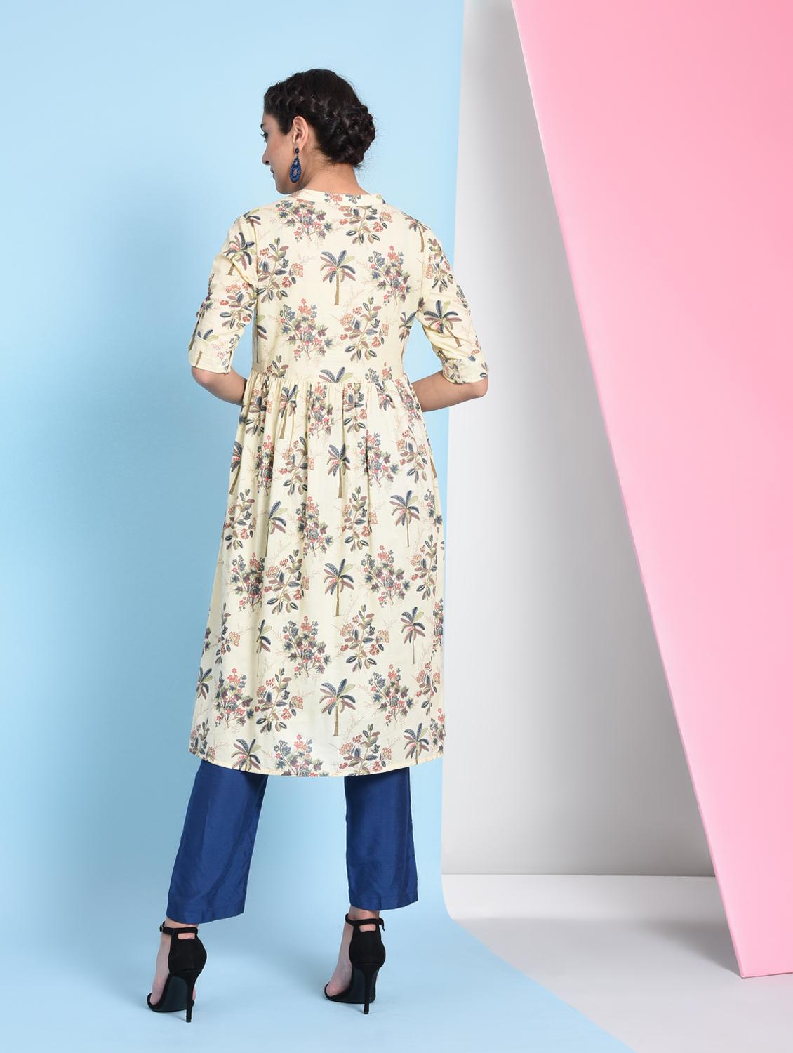 floral flared kurta - 16012408 - Zoom Image - 4