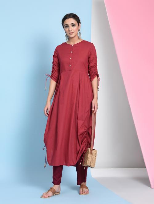 Cowl solid kurta - 16012411 - Standard Image - 1