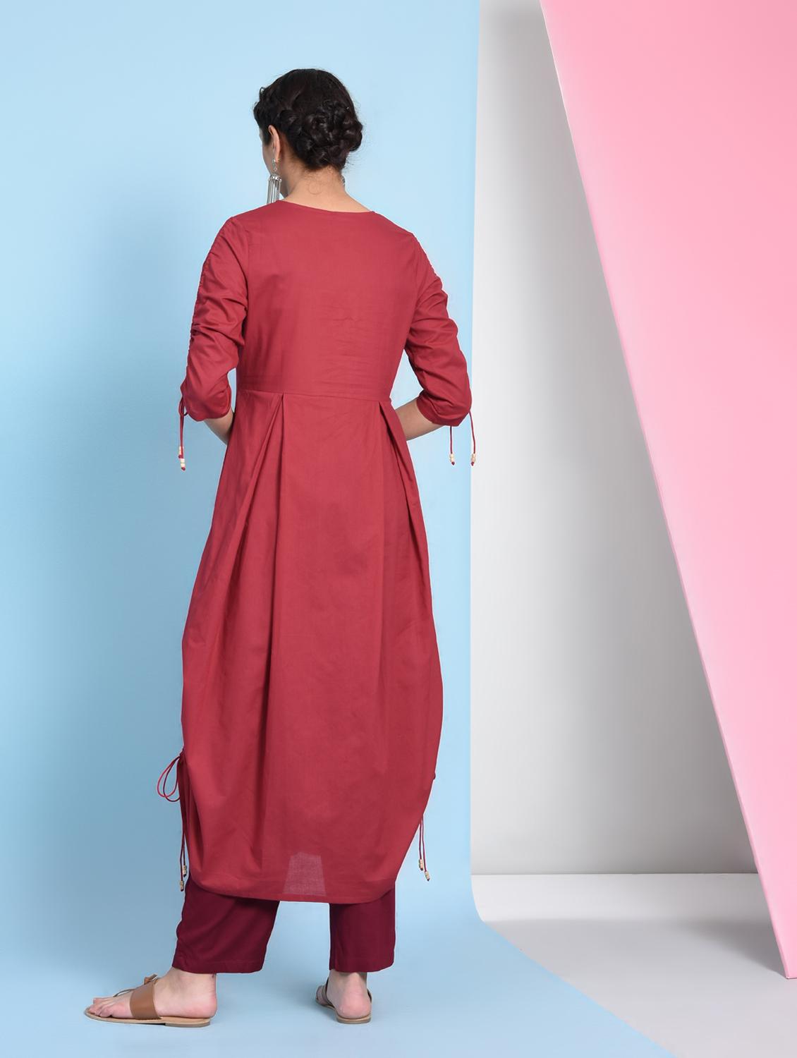 Cowl solid kurta - 16012411 - Zoom Image - 4