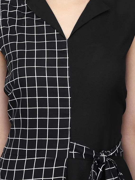 checkered layered full leg jumpsuit - 16013120 - Zoom Image - 4