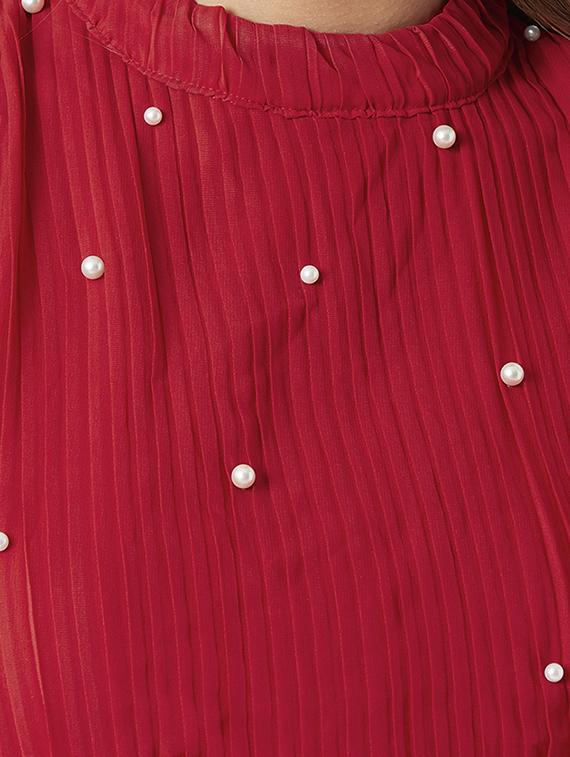 pearl embellished high low dress - 16013804 - Zoom Image - 4
