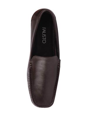 brown leatherette slip on loafers - 16015599 - Standard Image - 4