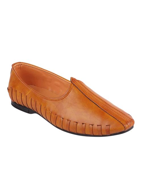 tan leatherette slip on jutis - 16015689 - Standard Image - 1