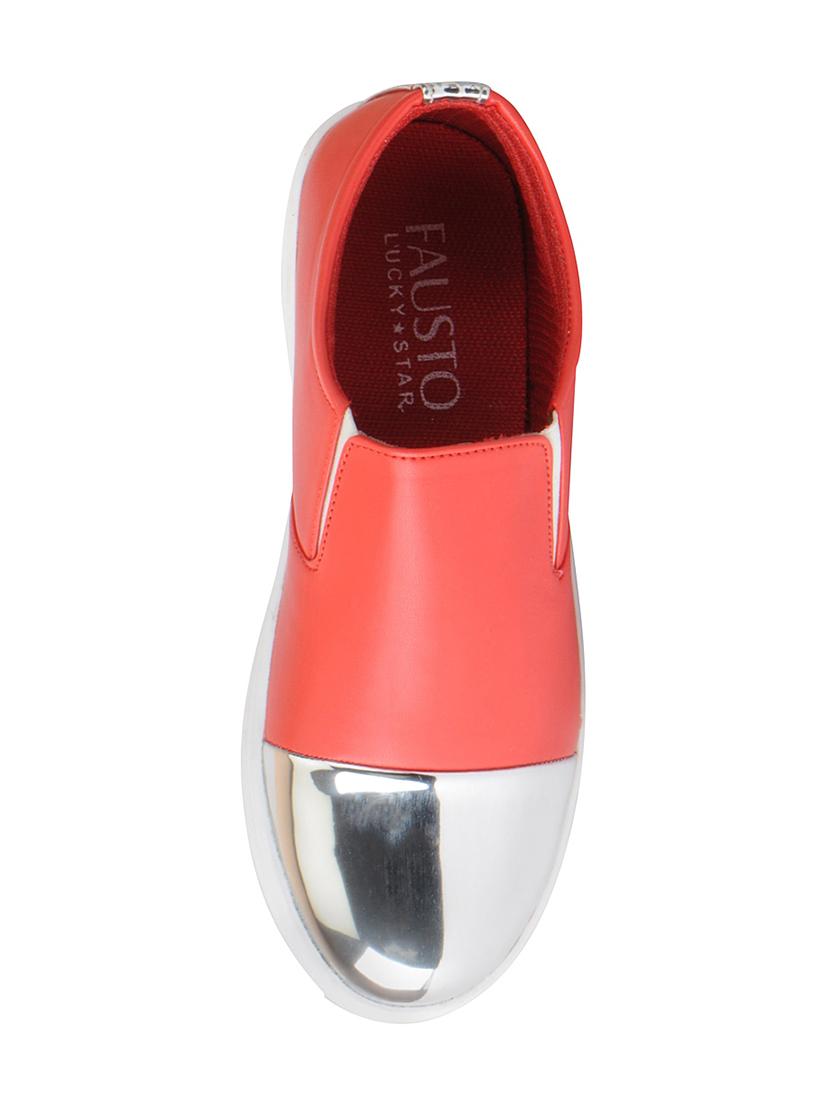 red synthetic slip on casual shoes - 16015740 - Zoom Image - 4