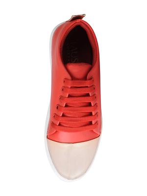red synthetic laceup sneakers - 16015751 - Standard Image - 4