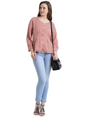 pleat detail checkered button up top - 16015830 - Standard Image - 4