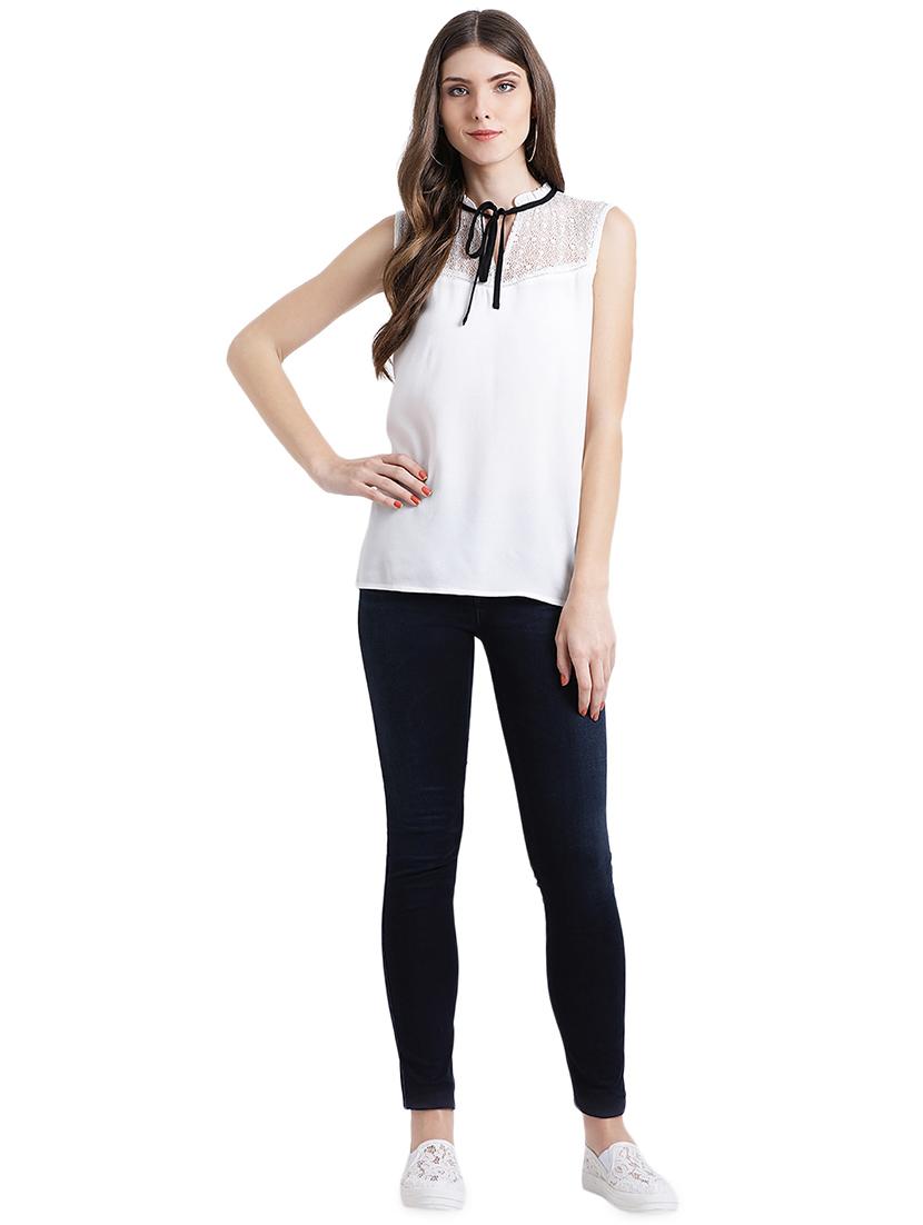 lace panel tie knot top - 16015838 - Zoom Image - 4