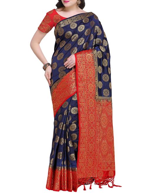 zari kanjivaram saree with blouse - 16016950 - Standard Image - 1