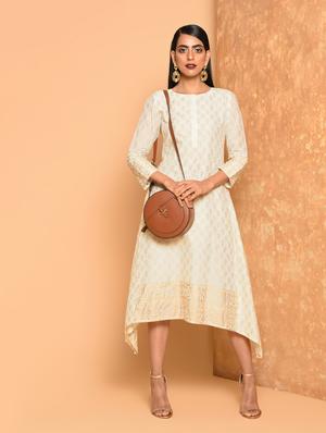 block print high-low ethnic dress - 16017710 - Standard Image - 4