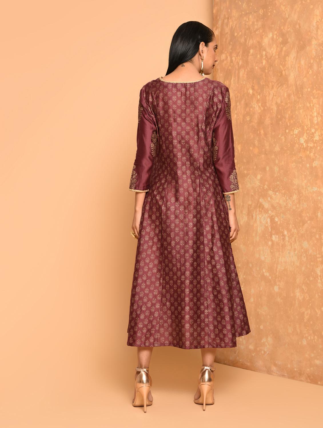anarkali block print dress - 16017711 - Zoom Image - 4