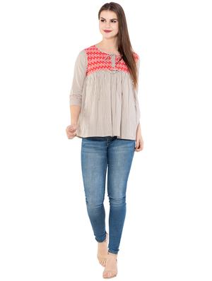 chevron yoke striped top - 16019347 - Standard Image - 4