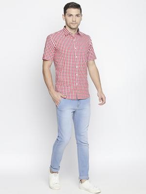 red checkered casual shirt - 16021496 - Standard Image - 4
