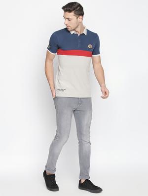 grey color block t-shirt - 16021508 - Standard Image - 4