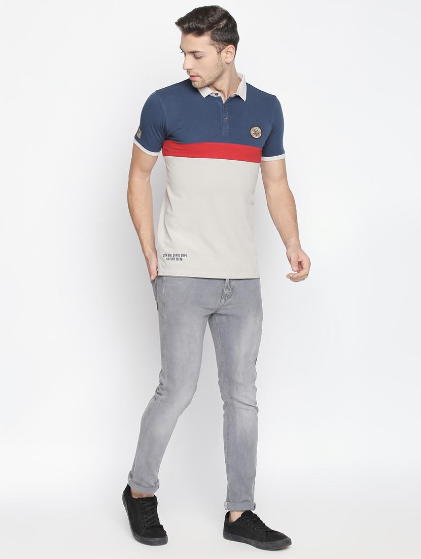 grey color block t-shirt - 16021508 - Zoom Image - 4