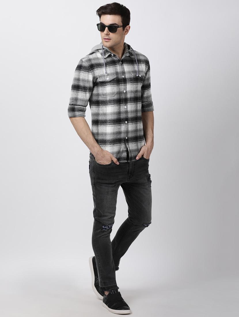 grey checkered casual shirt - 16021616 - Zoom Image - 4