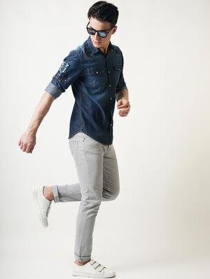 blue faded casual shirt - 16021687 - Standard Image - 4