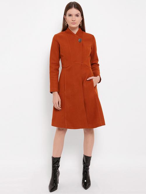 single button pocket detail coat dress - 16024407 - Very Small Image - 1