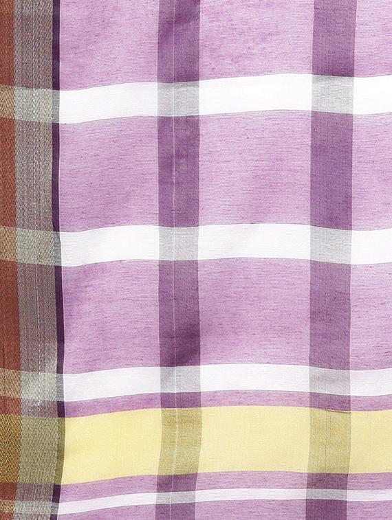 checkered motif woven saree with blouse - 16024777 - Zoom Image - 4