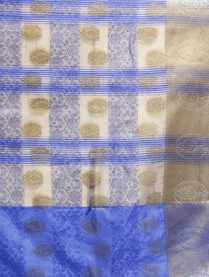 ethnic zari motif woven saree with blouse - 16024815 - Standard Image - 4