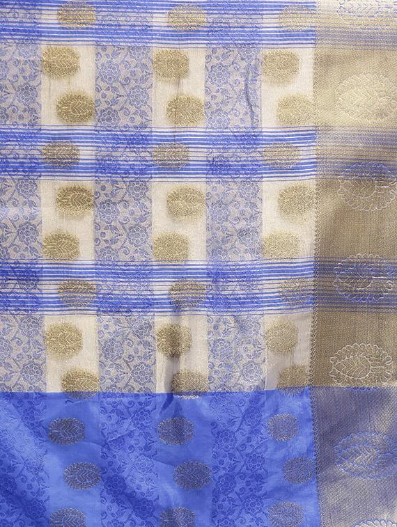 ethnic zari motif woven saree with blouse - 16024815 - Zoom Image - 4