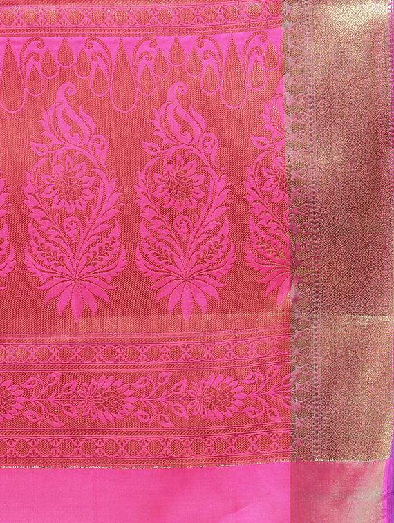 ethnic zari motifs purple woven saree with blouse - 16024817 - Zoom Image - 4