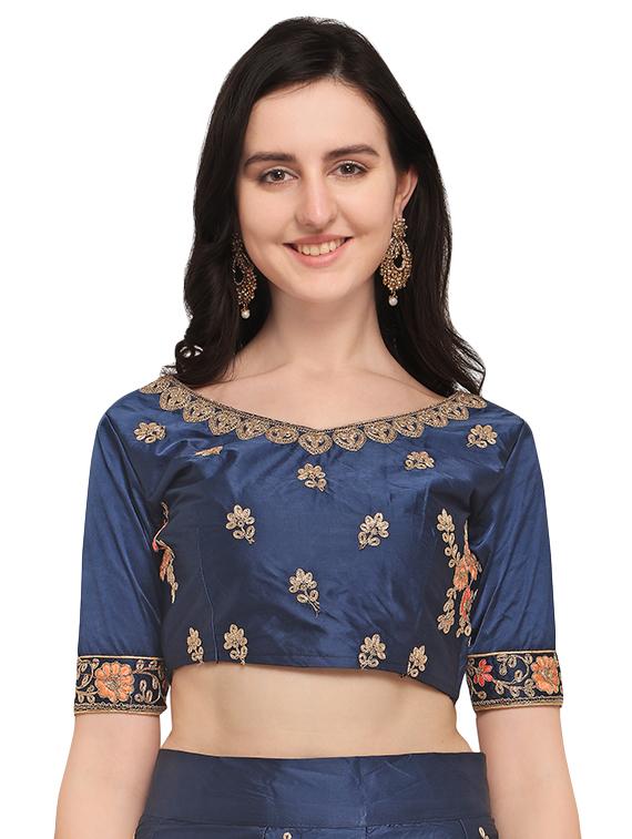 embroidered a-line lehenga - 16024926 - Zoom Image - 4