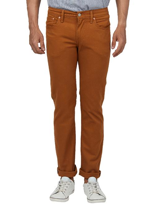brown cotton flat front casual trouser - 16027735 - Very Small Image - 1