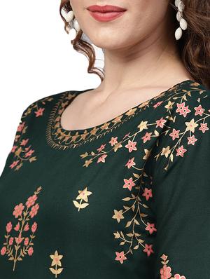 foil printed green rayon anarkali kurta - 16028775 - Standard Image - 4