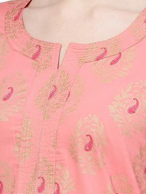 foil printed kurta with pant set - 16029356 - Standard Image - 4