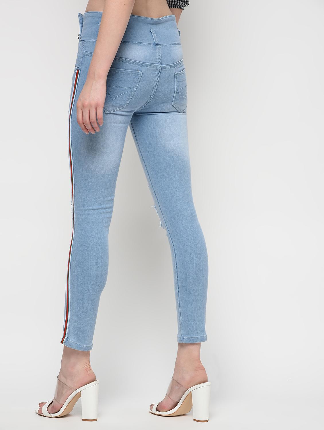 side taped distressed jeans - 16029806 - Zoom Image - 4