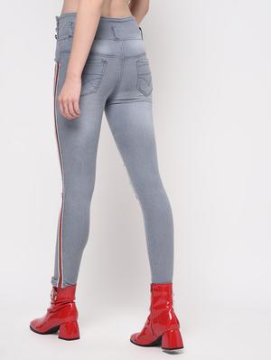 side taped distressed jeans - 16029807 - Standard Image - 4