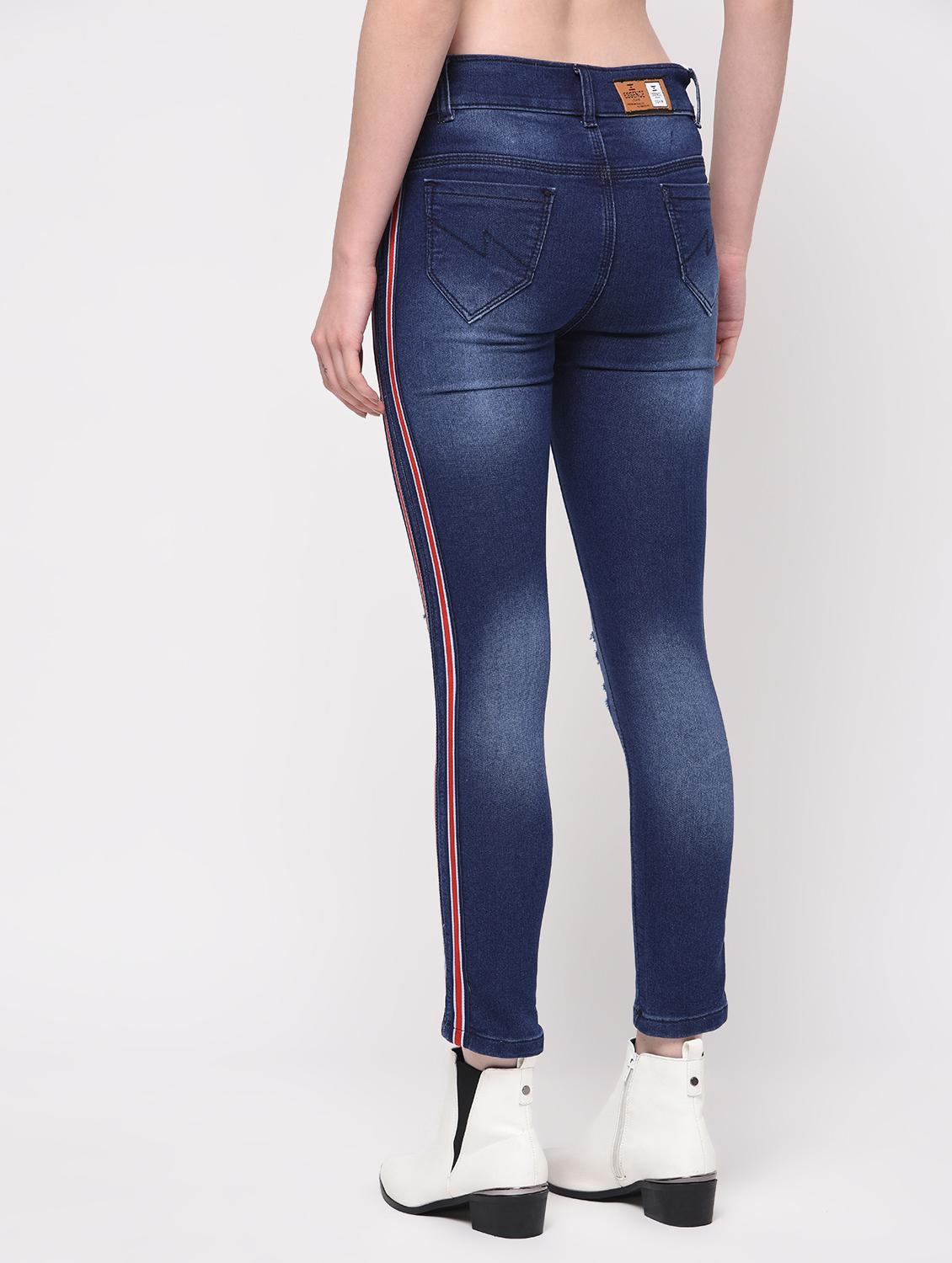 side taped distressed jeans - 16029808 - Zoom Image - 4